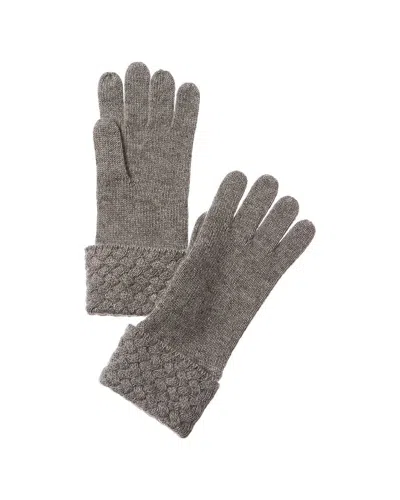 Sofiacashmere Basketweave Stitch Cashmere Gloves In Grey