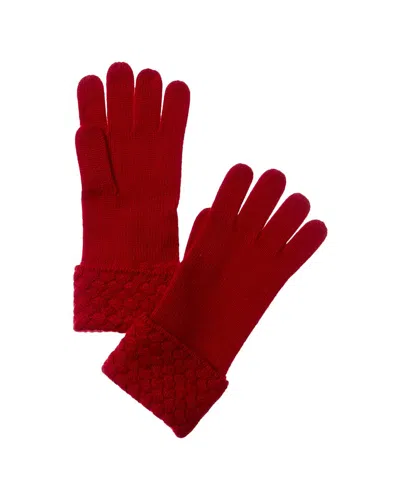 Sofiacashmere Basketweave Stitch Cashmere Gloves In Red
