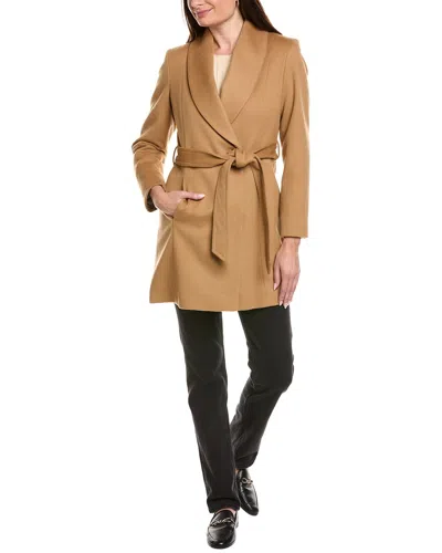 Sofiacashmere Belted Wool & Cashmere-blend Wrap Coat In Brown