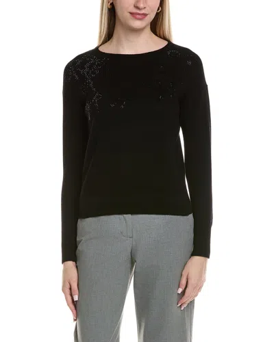 SOFIACASHMERE BOW EMBELLISHMENT WOOL & CASHMERE-BLEND SWEATER