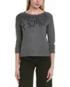 Sofiacashmere Bow Embellishment Wool & Cashmere-blend Sweater In Gray