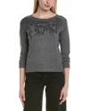 Sofiacashmere Bow Embellishment Wool & Cashmere-blend Sweater In Gray