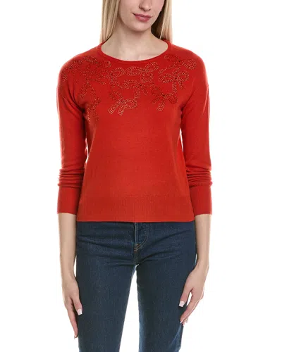 Sofiacashmere Bow Embellishment Wool & Cashmere-blend Sweater In Orange