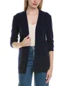 Sofiacashmere Braided Cable Wool & Cashmere-blend Cardigan In Blue