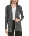 Sofiacashmere Braided Cable Wool & Cashmere-blend Cardigan In Gray