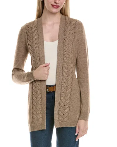 Sofiacashmere Braided Cable Wool & Cashmere-blend Cardigan In Beige