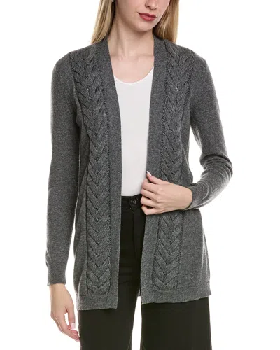 Sofiacashmere Braided Cable Wool & Cashmere-blend Cardigan In Grey