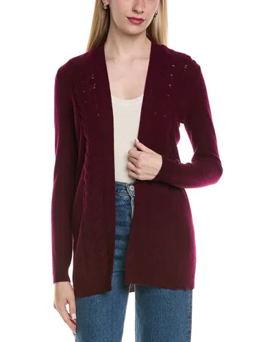 Sofiacashmere Braided Cable Wool & Cashmere-blend Cardigan In Red