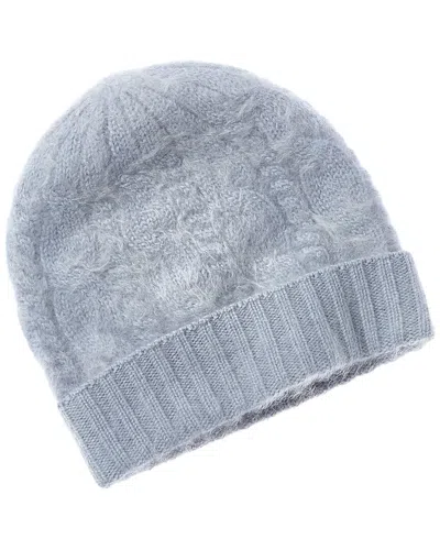 Sofiacashmere Brushed Cashmere Chunky Cable Hat In Blue