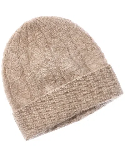 Sofiacashmere Brushed Cashmere Chunky Cable Hat In Brown