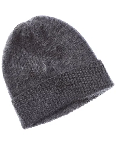 Sofiacashmere Brushed Cashmere Chunky Rib Hat In Grey