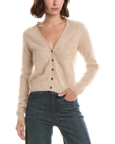 Sofiacashmere Brushed Cashmere Cropped 100% Cashmere Cardigan In Neutral