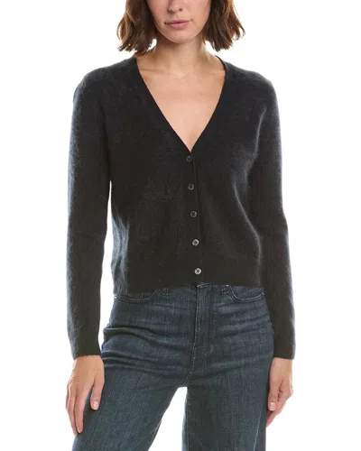 Sofiacashmere Brushed Cashmere Cropped 100% Cashmere Cardigan In Black