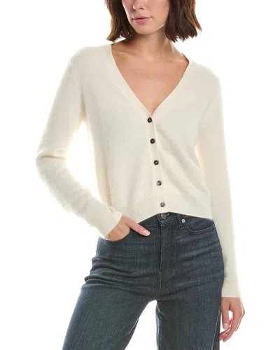 Sofiacashmere Brushed Cashmere Cropped 100% Cashmere Cardigan In White