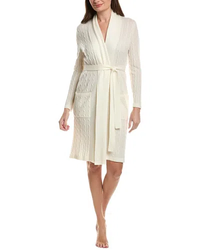 Sofiacashmere Cable Midi Wool & Cashmere-blend Robe In White