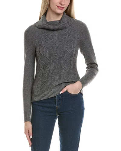 SOFIACASHMERE SOFIACASHMERE CABLE RIB TEXTURE COWL NECK WOOL & CASHMERE-BLEND SWEATER