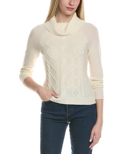 Sofiacashmere Cable Rib Texture Cowl Neck Wool & Cashmere-blend Sweater In White