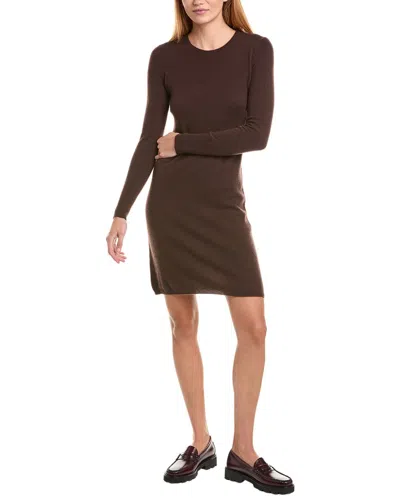 Sofiacashmere Classic Crewneck 100% Cashmere Dress In Brown