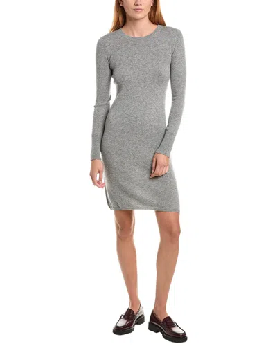 Sofiacashmere Classic Crewneck 100% Cashmere Dress In Gray