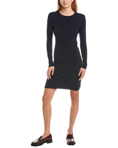 Sofiacashmere Classic Crewneck 100% Cashmere Dress In Blue