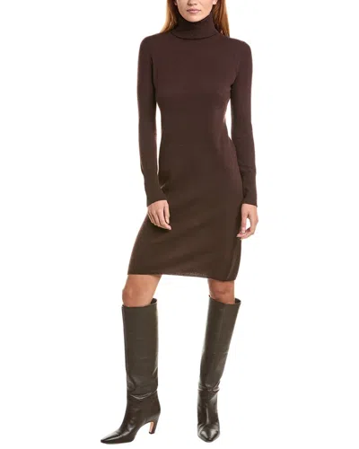 Sofiacashmere Classic Turtleneck 100% Cashmere Dress In Brown