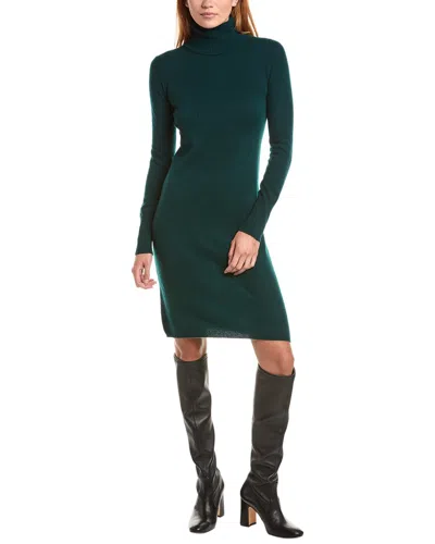Sofiacashmere Classic Turtleneck 100% Cashmere Dress In Green