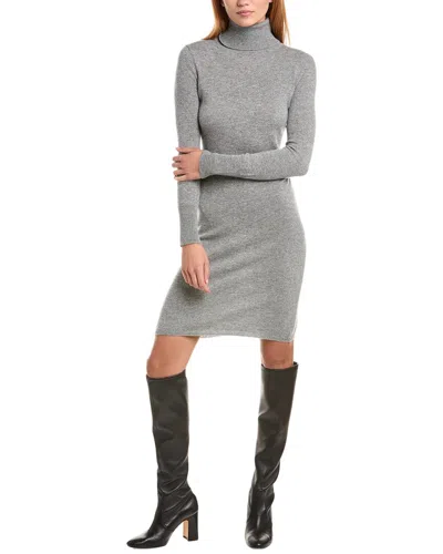 Sofiacashmere Classic Turtleneck 100% Cashmere Dress In Gray