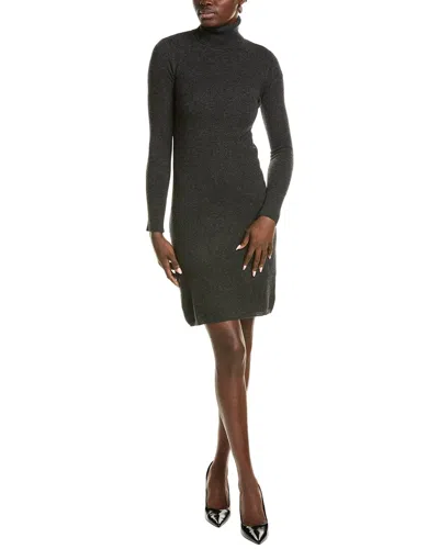 Sofiacashmere Classic Turtleneck Cashmere Sweaterdress In Grey