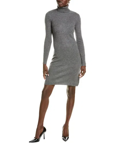 Sofiacashmere Classic Turtleneck Cashmere Sweaterdress In Grey