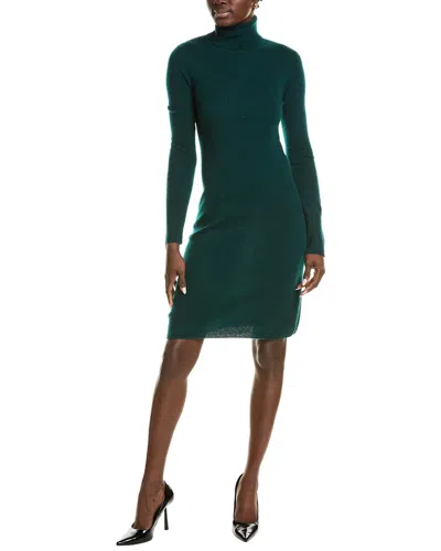 Sofiacashmere Classic Turtleneck Sweaterdress In Green