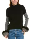 SOFIACASHMERE colourBLOCKED MOCK NECK CASHMERE jumper