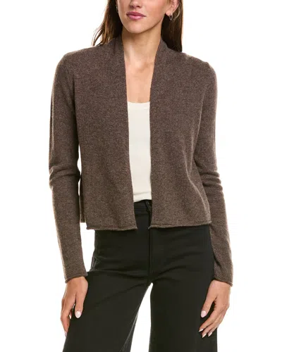 Sofiacashmere Cropped Open 100% Cashmere Cardigan In Brown