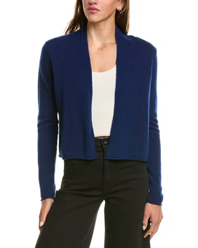 Sofiacashmere Cropped Open 100% Cashmere Cardigan In Navy