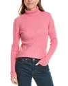 Sofiacashmere Directional Rib Turtleneck Cashmere Sweater In Pink