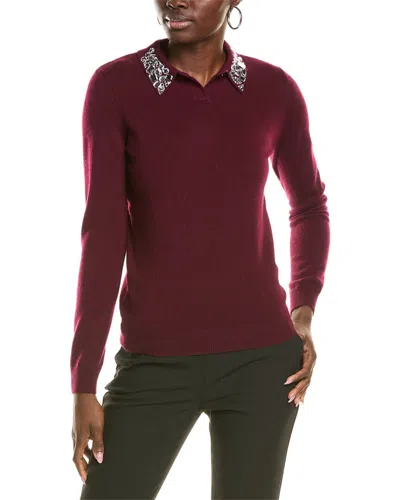 Sofiacashmere Embellished Collar Cashmere Sweater In Red