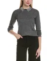 Sofiacashmere Embellished Collar Wool & Cashmere-blend Sweater In Gray