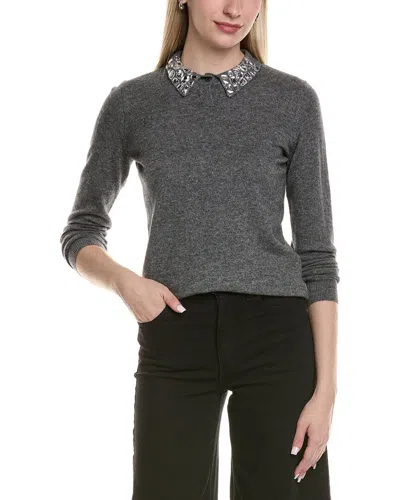 SOFIACASHMERE EMBELLISHED COLLAR WOOL & CASHMERE-BLEND SWEATER
