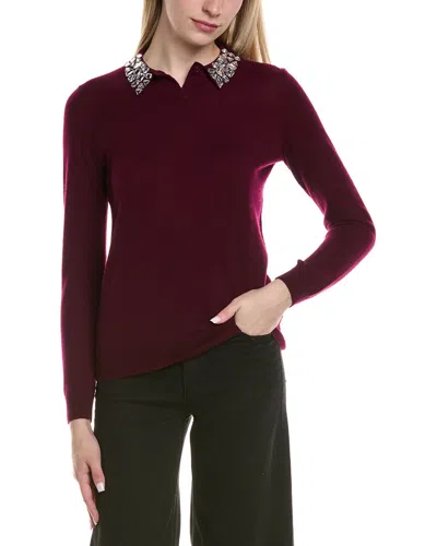 SOFIACASHMERE EMBELLISHED COLLAR WOOL & CASHMERE-BLEND SWEATER