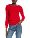 Sofiacashmere Embellished Trim Cashmere Sweater In Red