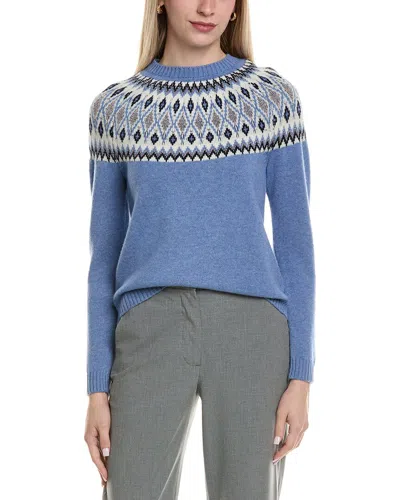 Sofiacashmere Fairisle Crewneck Wool & Cashmere-blend Sweater In Blue