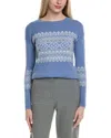 Sofiacashmere Fairisle Crewneck Wool & Cashmere-blend Sweater In Blue