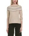 Sofiacashmere Fairisle Crewneck Wool & Cashmere-blend Sweater In Brown