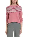 Sofiacashmere Fairisle Crewneck Wool & Cashmere-blend Sweater In Pink