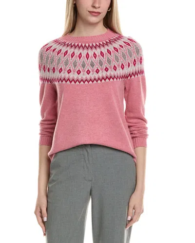 Sofiacashmere Fairisle Crewneck Wool & Cashmere-blend Sweater In Pink