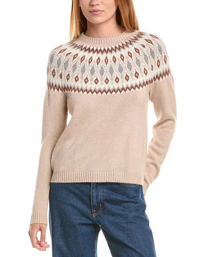 Sofiacashmere Fairisle Crewneck Wool & Cashmere-blend Sweater In Neutral