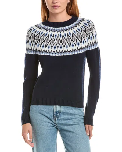 Sofiacashmere Fairisle Crewneck Wool & Cashmere-blend Sweater In Blue