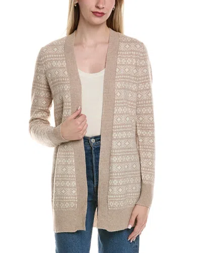 Sofiacashmere Fairisle Shawl Collar Wool & Cashmere-blend Cardigan In Beige