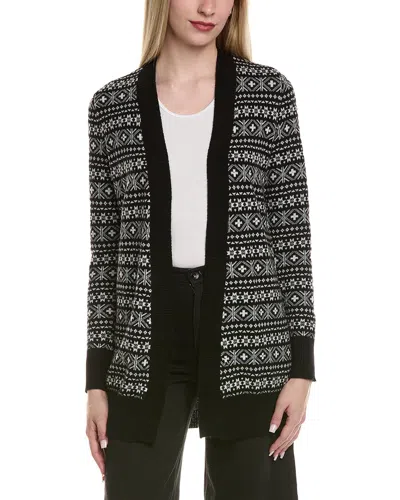 Sofiacashmere Fairisle Shawl Collar Wool & Cashmere-blend Cardigan In Black