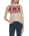 Sofiacashmere Fairisle Turtleneck Wool & Cashmere-blend Sweater In Neutral