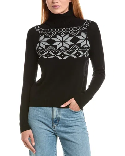 Sofiacashmere Fairisle Turtleneck Wool & Cashmere-blend Sweater In Black